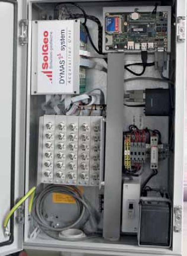 Dymas 24, Messsystem für die Erfassung von Vibrationen und mikroseismischen Ereignissen, System aus mehreren Modulen im Schaltschrank